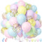 Unisun Palloncini Pastello, 50Pezzi Rosa Blu Verde Giallo Viola Oro Confetti Palloncino Ragazza Ragazzo Bambino Arcobaleno Compleanno Anniversario Matrimonio Mascherata Fidanzamento Addio Nubilato