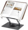 Leggio per Libri - Rotazione a 360° Leggio da Tavolo con Base e Braccio in Solida Lega di Alluminio, Pannello in Legno Supporto Libri per Copertina Rigida, Ricetta e Laptop iPad