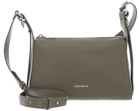 Coccinelle Leder Umhängetasche Bishop Mini Bag Grained Leather Laurel Green olivgrün