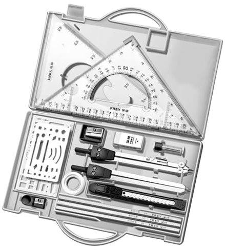 Geometrien-Set, Zeichenset – Linealgeometrie-Set und Zirkel aus Metall, Kompass und Winkelmesser, Zeichenset, Architekturbedarf, Zeichenstifte für Künstler