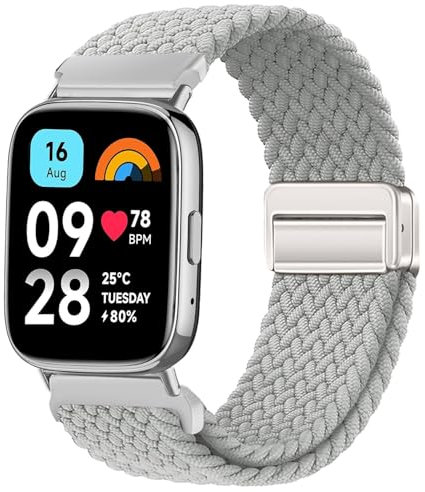 Issinlky Bracelet tressé en nylon pour Xiaomi Redmi Watch 3 Active, bracelet élastique pour Xiaomi Redmi Watch 3 Active