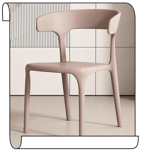 Sillas de comedor de plástico apilables modernas con respaldo abierto en forma de U, color rosa, para interiores y exteriores, patio, piscina, cocina, sala de estar, restaurante, muebles
