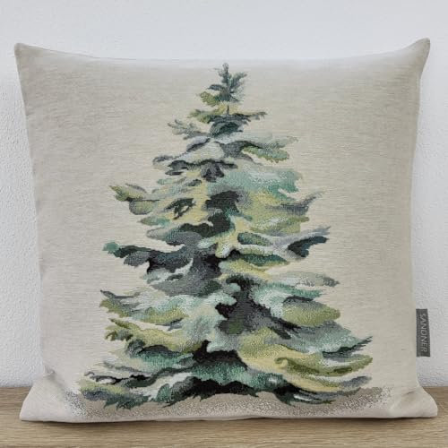 Sandner Kissenhülle Gobelin Wald 45 x 45 cm Kissenbezug Sofakissen Dekokissen, 1 Stück