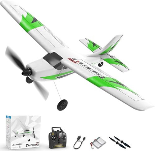 VOLANTEXRC RC Plane 2.4GHz Remote Control Airplane for Beginners,RC Trainer Ready to Fly with Xpilot Stabilization System Easy to Fly for Boys Girls 761-1 (Green)