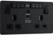AMK® BG Double Switched Power Socket 13 Amp 2 Gang Plastic With WiFi Amplifier and USB Port Matt Black