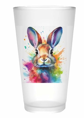 Merchandise for Fans Trinkglas |Saftglas | Glas | Becher | matt | 450ml - Wildtier Wald Hase Kaninchen 102
