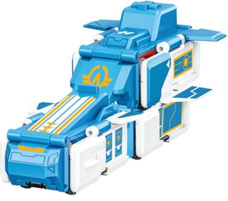 Super Wings 3-in-1 Transformable-Basis und umkehrbare Autos.. Transformable Spielzeug für Jungen und Mädchen ab 3 Jahren, Taschenformat, blau