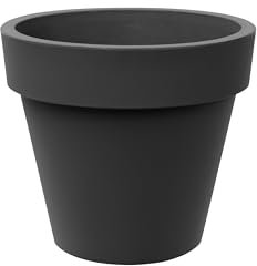 Tera - Macetero Grande de Resina Standard One, para Exterior e Interior, técnica rotacional, macetas para Plantas y árboles, Resistente a los Rayos UV, Resistente a Las heladas, (Antracita, 80 cm)
