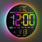 Maxstar Große Digitale Wanduhr mit Fernbedienung, 10-Zoll-Runduhr,8 RGB Farben, Modernes LED Display, Automatische Helligkeit, Sommerzeit, Temperatur, Wecker für Wohnzimmer, Schlafzimmer, Küche Dekor