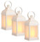 Set of Three Decorative Battery-Operated Lantern, 22.5 x 10.5 cm, White Distressed Finish, Flickering Flame Effect