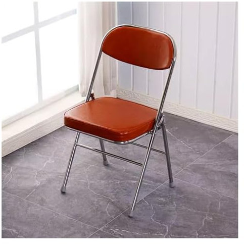 Klappstühle aus braunem Leder mit gepolsterten Sitzen, bequemes Esszimmerstuhl-Set für Partys und Veranstaltungen