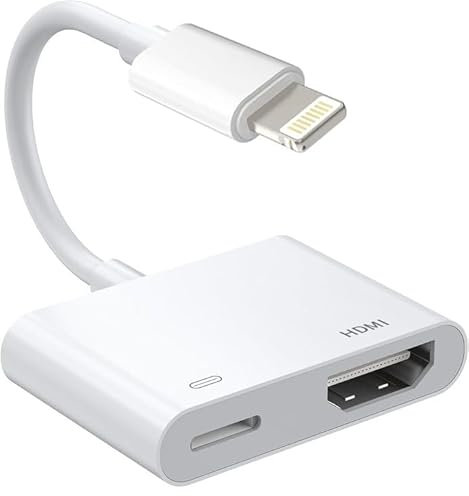Wahbite Cable adaptador HDMI de iPhone a TV, cable Lightning a HDMI certificado MFi para iPhone/iPad en TV/proyector/monitor (0.4 pies)
