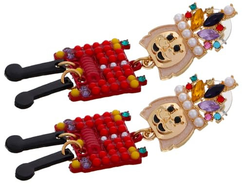 BESPORTBLE 1 Pair Cute Nutcracker Dangle Earrings for Women Unique Soldier Design with Bead Inlay Durable Holiday Accessory Christmas Stocking Stuffer