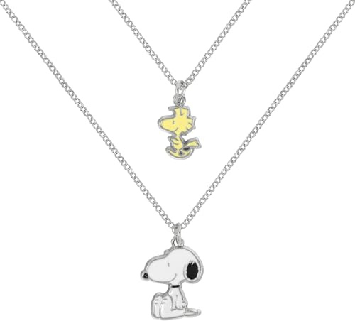 Peanuts Snoopy & Woodstock 2er Set Unisex Halskette silberfarben