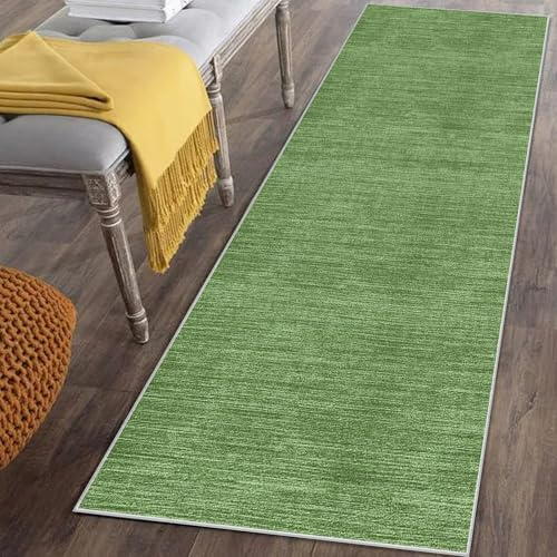 Läufer Teppich für Flur Lang Rutschfest 40 x 150 cm Grün Küchenläufer Teppich Läufer für Küche Waschbar Teppichläufer Flur Teppich Küchenteppich Schmutzfangmatte für Eingang Wohnzimmer Schlafzimmer