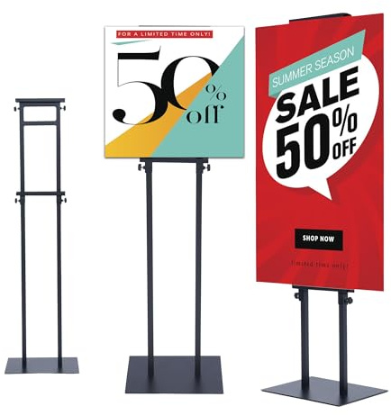 uyoyous Supports D'affichage Double Face Réglable Stands de Présentation | Présentoir pour Affiche Vertical Support Publicitaire pour Événements Adaptés aux Hauteurs D'enseignes de 12cm à 200cm