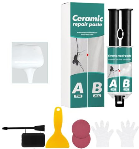 Stucco Per Piastrelle - Kit Riparazione Fughe Ad Asciugatura Rapida | Pasta Acrilica Sigillante Per Fughe Rotte O Danneggiate | Colla Filler Fughe Piastrelle Ceramica Bagno Cucina Muro Paviment