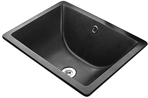 NZPOST Lavabo Rectangular Negro, Mueble de baño, Lavabo bajo encimera de Granito (60 x 42 cm)