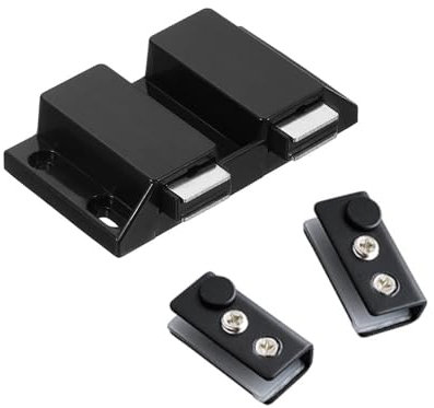 Glass Door Magnetic Catch Latch, Zinc Alloy Door Catch Latch for 5-8mm Thickness Glass (Black)