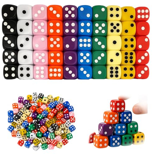 Würfelkönig, 50 Stück Würfel Set, 12mm Spielwürfel Bunt mit Abgerundeten Ecken für Würfelspiele, Kniffel, Brettspiele und Familienabende, 10 Farben in Praktischer Aufbewahrungsbox