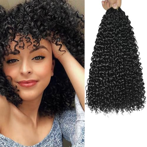 VEELTRAS 8 Packs Micro Kinky Curly Crochet Hair, Pre Lopped Hair,1B# | 12 Inch Curly Twist Crochet Hair Passion Twist Hair Synthetic Loose Wavy Hair Extensions for Black Women