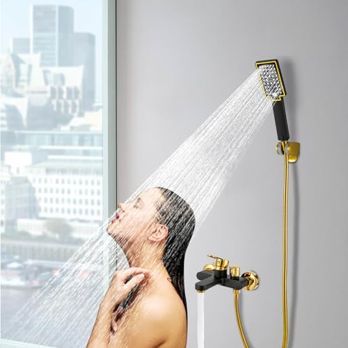 SOLOCJNL 2-in-1 Edelstahl Regendusche Set, Duschkopf mit Handbrause & Armatur, Wandmontage, Duschsystem, 1,5m Schlauch, Druckausgleich, Duschbrause Set, Duschset