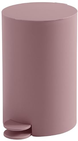 Gedy SHARON Papelera de baño con pedal 3L - Cubo de basura compacto con cubo interior extraíble, Fabricada en resinas Termoplásticas, 15,8 x 19,5 x 25,4 cm, Rosa mate