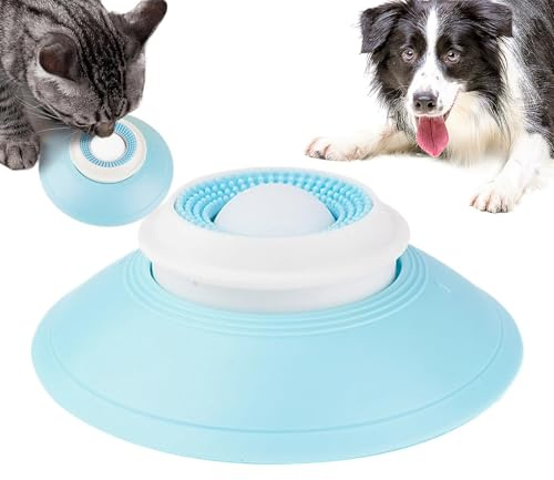 Pet Lick Bowl for Dogs Cats Liquid Food Slow Feeder Lick Mats Dog Licks Roll Ball Non-Slip Licking Bowl Enrichment Toys for Dog Calming & Anxieties Relief (White)
