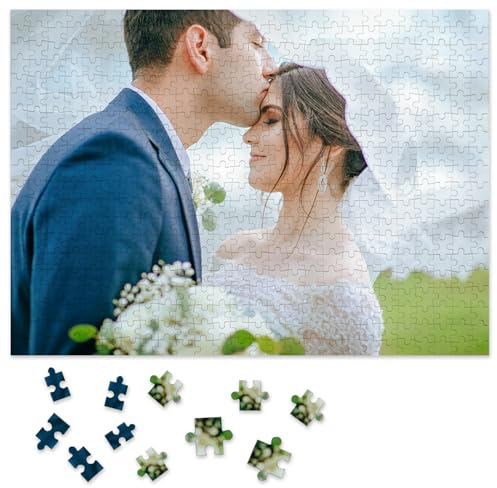 Personalisierte Puzzles für Erwachsene, 1000/500/300/200/70/35 Teile, Holzpuzzle rahmenlos, personalisierte Geschenke für Familie, Haustier, Hochzeit, Geburtstag, Valentinstag, Urlaubserinnerung, 500