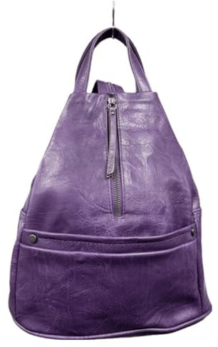 clicktostyle Textured Convertible Backpack Women's Two Way Shoulder Tote Bag YGC-2512 (Purple)
