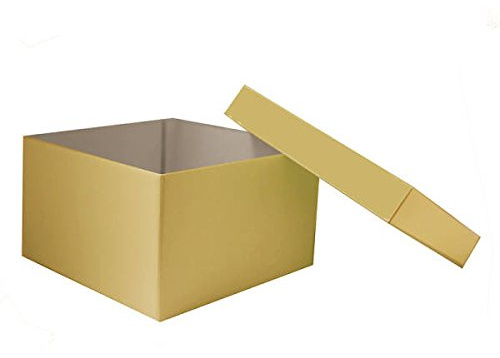 giftbagshop Luxurious Gift Box for Birthdays, Christmas, Weddings or Corporate Gifts Pearlised Gold Square Gift Box 175 x 175 x 105mm (Gold)