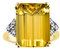 Superbe bague en argent plaqué or jaune avec topaze jaune et diamant taille émeraude 40,6 x 30,5 cm