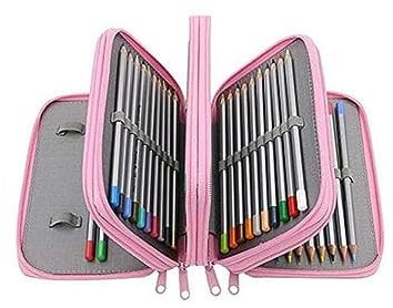 ToWinle Federmäppchen, extra groß, 72 Fächer, ideal für alle Schüler in Bonbonrosa