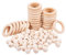 PandaHall Holzperlen und Holzring Set, 50pcs Macrame Holz Perlen, 25 stücke Holz Ringe Kreise für DIY Anhänger Anschlüsse Schmuck Machen Macrame Wandbehang Handwerk DIY Kit