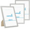 PHOTOLINI Bilderrahmen 20x25 Silber MDF-Holz, 3er Set Poster-Rahmen, bruchsicheres Acrylglas, zum Aufhängen & Aufstellen, extra Zubehör - für Fotos & Poster