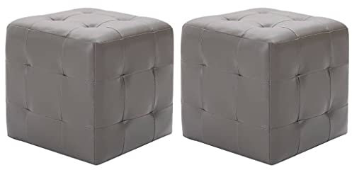 vidaXL 2X Nachttisch Sitzhocker Fußhocker Fußbank Sitzwürfel Nachtschrank Nachtkommode Nachtkonsole Telefontisch Grau 30x30x30cm Kunstleder