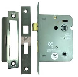 Fire Rated Bathroom Door Locks CE BS Rated 3 Lever 63mm or 75mm (75mm, Black Nickel)