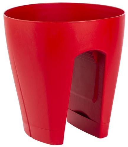 ENGELLAND 1 x Blumentopf für Balkon-Geländer, Farbe: Rot, Blumenkasten, Balkonkiste, 9 Liter, Kunststoff, Außenbereich, B Ø 29 x H 30 cm