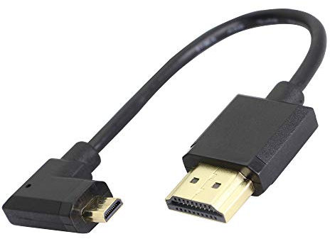 Adaptador de cable micro HDMI macho a HDMI macho de 90 grados, 4 K, 60 Hz, Ethernet, HDMI tipo D a tipo A 3D de retorno de audio para cámaras-15 cm (derecha)