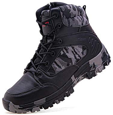IYVW OU7 X82 Uomo Combat Stivali Stringate Stivaletti Tattici Combattimento Militari Stivali da Escursionismo Outdoor nero Grau 45 EU
