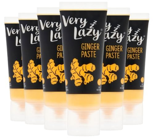 Very Lazy Ginger Paste 75g Tube – Pack of 6 – Premium Ginger Paste in a Tube – Ready to Use Root Ginger for Home Cooking, Sauce, Pasta & Marinades – Ginger for Tea