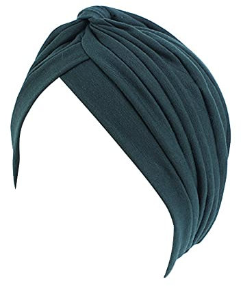 beauty YFJH Damen-Turban, Baumwolle, Kopfbedeckung, Kopfbedeckung, Haube, Haarausfall, Dunkelgrün, Einheitsgröße