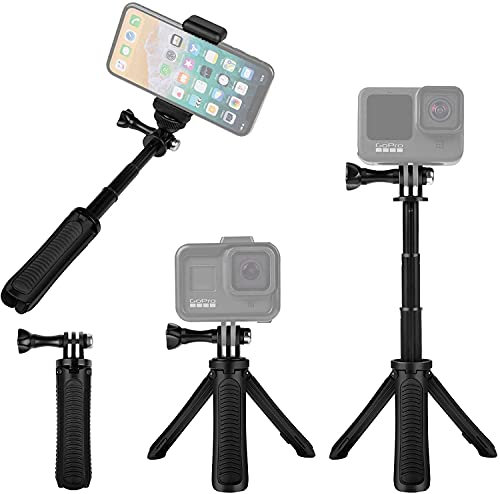 Taisioner Mini Selfie Stick Stativ Kit Zwei in Einem Kompatibel mit GoPro AKASO Action Kamera und Handy Zubehör Kinder Erwachsene
