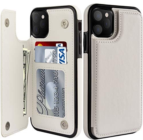 LETO for iPhone 13 Pro Max Case,Luxury Flip Folio Leather Wallet Cover with Card Slots and Kickstand for Girls Women,Slim-fit Protective Phone Shell 6.7 White