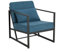 Mingone Sessel Gepolsterter Cocktailsessel Relax Polstersessel Stuhl Lehnstuhl Blau aus Leinen Loungesessel mit Handläufen Eisengestell für Wohnzimmer, 1