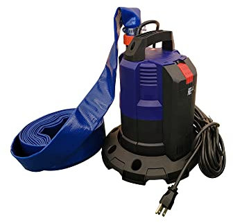 Professional EZ Travel Collection Submersible Water Pump with 25-Foot Hose and Optional Base, Pool Cover Water Drain Pump with Manual On/Off or Auto Mode, Sump Pump for Basements, Hot Tubs and More