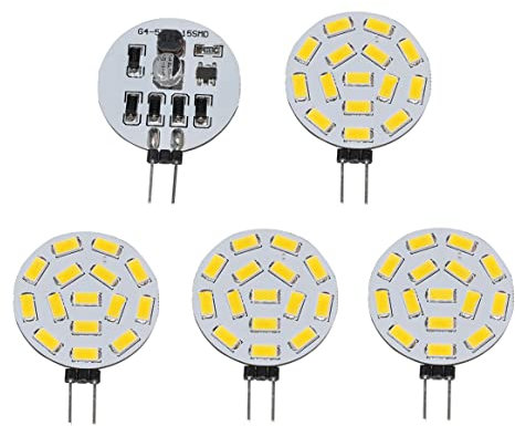ShuoHui G4 LED 12V 24V Dimmbar, 3.5W 350 Lumen 15 SMD 5630 DC 10V-30V 5 STÜCKE, Warmweiß 3000k