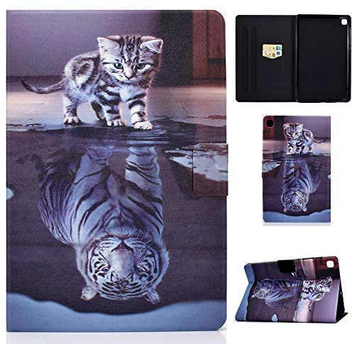 CASAFUNY Case for Samsung Galaxy Tab S5e 10.5 2019 SM-T720/T725, Slim Magnetic Multi-Angle Smart Cover with Auto Sleep/Wake Protective Case for Samsung Galaxy Tab S5e 2019 10.5 Inch Tablet, Cat Tiger
