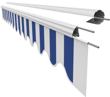 VANA Markisenstoff Volant für 4,5 m Markise Ersatzstoff Markisentuch Bespannung Sonnenschutz, nur Volant, fertig genäht, Maß 4,38 x 0,21 m, Design SPD022