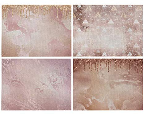 Lieson Table Mat Set of 4, Placemats Kitchen Rose Gold Dining Placemats Cotton Linen Rose Gold Modern Pattern, 42x32CM
